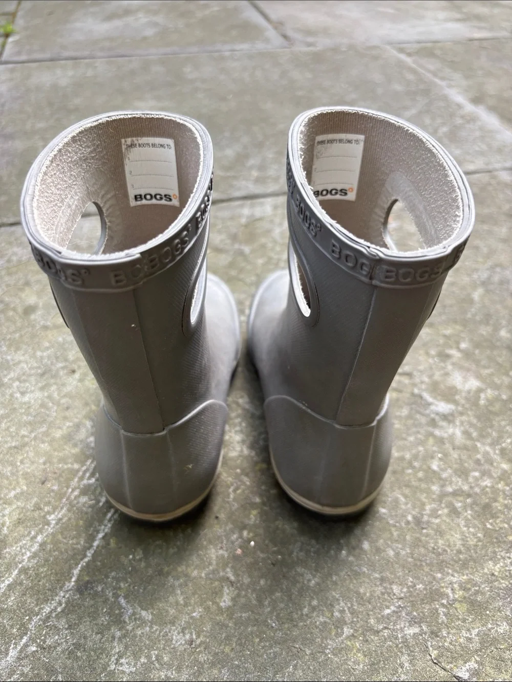 Bogs Kids Gray Pull-On Rain Boots with Hand Holes